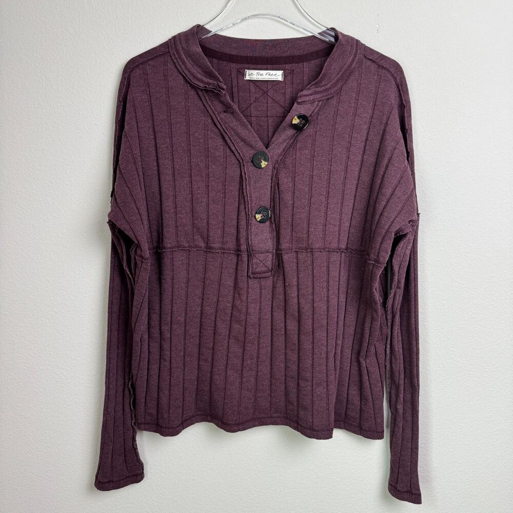 Free People In the Mix Henley Top Sz S Long Sleeve